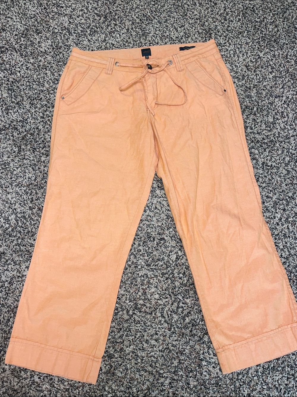 Jag Jeans Relaxed Fit Drawstring Chino Ankle Pants Size 12 Orange EUC